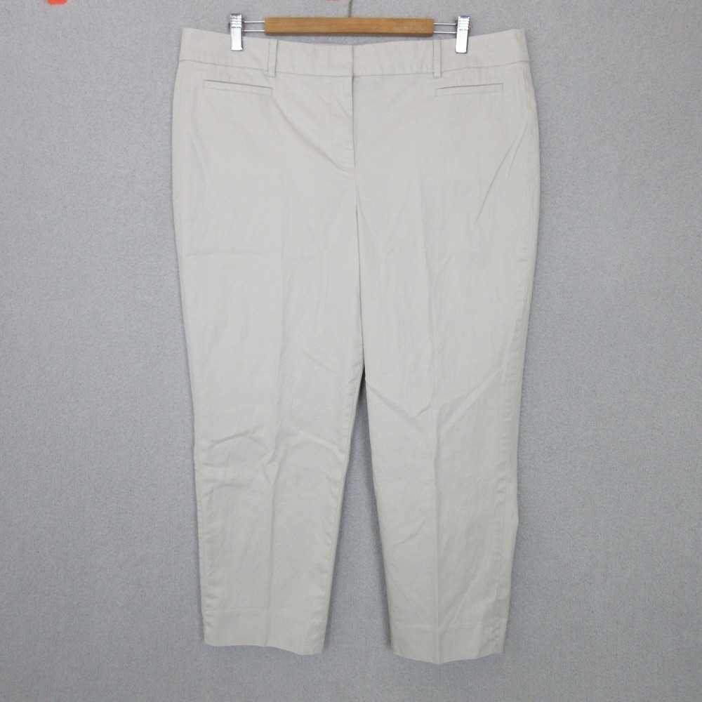 Talbots The Perfect Crop Pants Womens 16 Ivory Stretch Cotton Chino Trousers